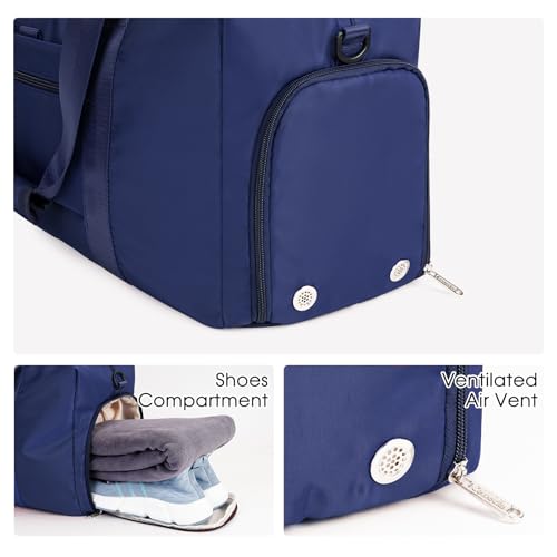 Ceneda 20" Gym Bag for Women with Wet Pocket & Shoe Compartment, Lightweight Duffel Waterproof Carry On Duffle for Travel, Yoga, Overnight (Navy Blue) - color: Navy Blue