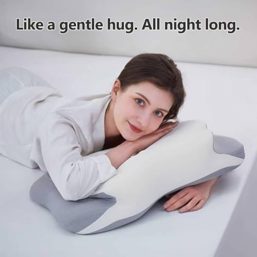 Cervical Pillow for Neck Pain Relief, 5.5"/4.3" Dual Loft Memory Foam Pillow for Side,Back Sleepers with Broad Shoulders,Orthopedic Contour with Cooling Cover, Medium Firm,White,23.6x15.7 in