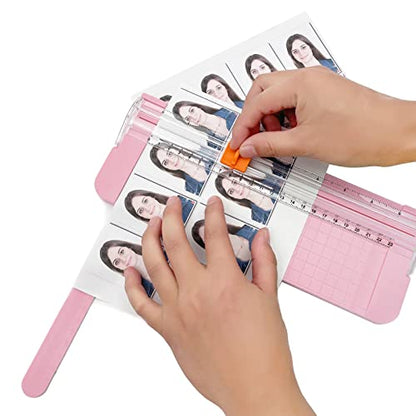 Paper Cutter, A4 Paper Trimmer with Security Safeguard & Side Ruler Portable Straight Edge Cutter for Scrapbooking Craft Paper, Photos, Label, Cardstock (Pink) - color: Pink