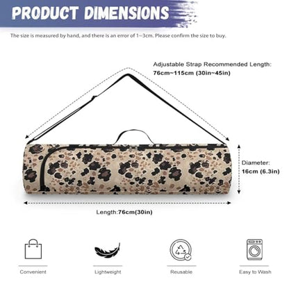 Yoga Mat Bag for Women & Men Full-Zip Yoga Mat Carrier Bag for Class Workout Park with Adjustable Strap - color: Cow Spot Print