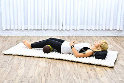 Leewadee Small Yoga Bolster – Shape-Retaining Cervical Neck Roll, Tube Pillow for Comfortable Reading, Kapok Filling, 22 x 6 x 6 inches - color: Sf20 - Brown, Green