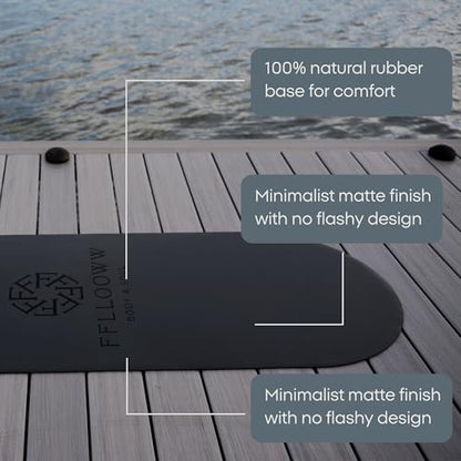 FFLLOOWW Premium Non Slip PU Yoga Mat 72.8” x 26.8” 4.5mm – Eco Friendly Natural Rubber Exercise Mat for Hot Yoga, Pilates & Home Workout with Carry Strap - color: Black
