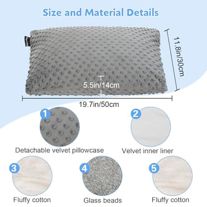 Weighted Pillow, Weighted Huggable Lap Tactile Sensory Pillows | 6.6lbs 20 * 12 inch, Machine Washable Cover, Chemical-Free Fabric, Better Sleep on Couch (Grey) - color: Grey