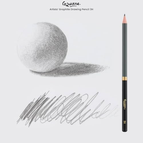 Cezanne Graphite Drawing Pencils Set - 3H, Set of 12 Break-Resistant Graphite Lead, Easy-to-Sharpen Sketch Pencils, Master Artist Quality Graphite Pencils for Technical and Artistic Drawing - color: 3H, size: Set of 12