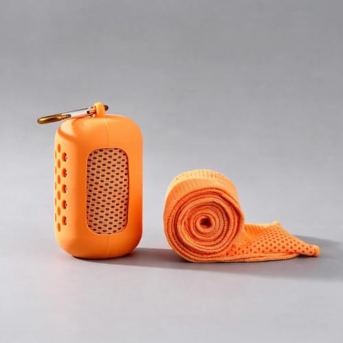 Cooling Towel, Quick Dry Sports Towel with Silicone Case, 11.8 x 35.4 in - color: Orange, size: Medium