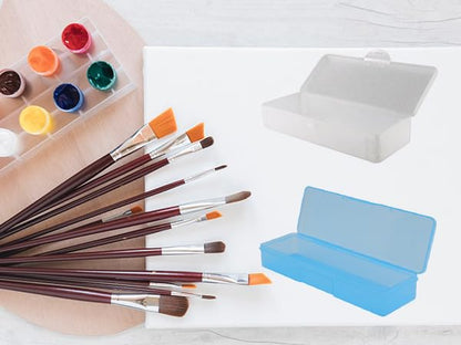 4PCS Clear Thin Rectangle Storage Containers Box Pencil Case (Blue) | Large Capacity Storage Containers Box with Hinged Lid and Snap Closure for Pencils, Pens, Drill Bits, Office Supplies - color: Clear Blue