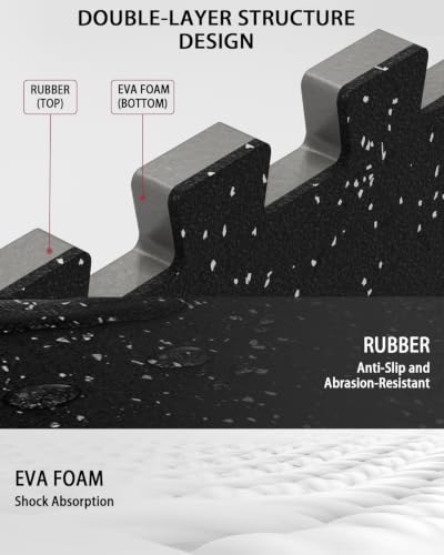 Mikolo 0.56'' Thick 12 Pcs 48 Sq Ft Gym Flooring Mats, High-Density EVA Foam with Rubber Top, Interlocking Exercise Equipment Mats for Home Gym, Protective Workout Mat - size: 24"L x 24"W x 0.6"Th | 24 Tiles (96 Sq Ft)