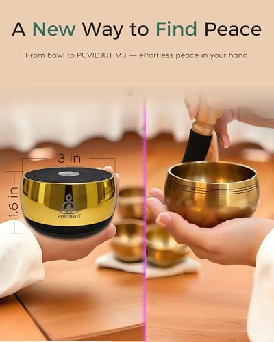 M3 Zen Frequency Sound Machine，Portable Meditation Chime for Calm | Anxiety Relief & Sleep Aid | Screen-Free Alternative to Kinetic Sand Art | Includes Carry Bag - color: Gold