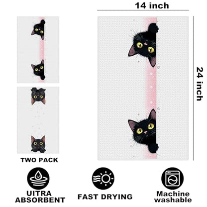 Jztco 2 Pcs Cute Cat Kitchen Towels, Cat Gifts Reusable Hand Towels - color: Multi 1487