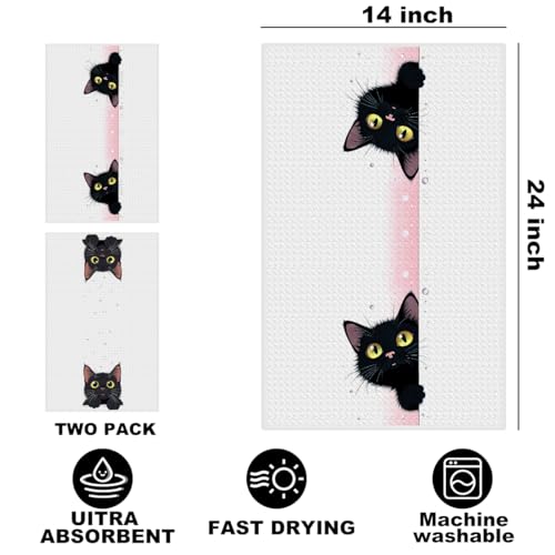 Jztco 2 Pcs Cute Cat Kitchen Towels, Cat Gifts Reusable Hand Towels - color: Multi 1487