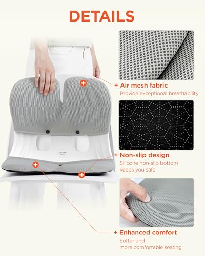 curble Grand Cover, Detachable Cover for Adult Chair, Ergonomic Chair Back Support and Lumbar Support (Grey) - color: Cover Grey