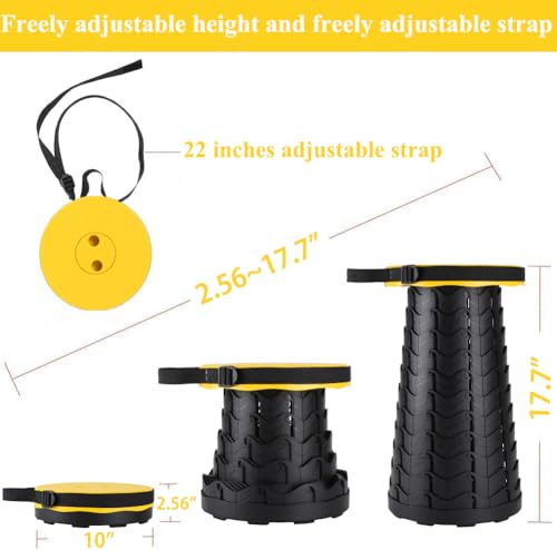 Fishboy Upgraded Collapsible Stool, 400lbs Max Weight, Lightweight But Sturdy, Portable Retractable Folding Telescoping Foldable Camping Stool for Adults Outdoor Fishing Hiking BBQ - color: Yellow