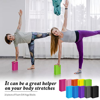 20 Pcs Foam EVA Yoga Blocks Lightweight Yoga Bricks Non Slip Supportive Foam Blocks Prop Accessories for, Pilates, Stretching and Meditation, Women Men Yogi Beginners (Multicolor)