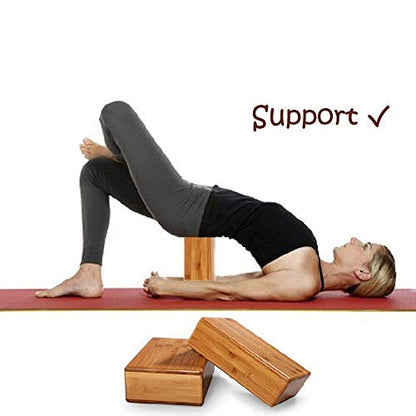 Bamboo Yoga Block (2 PCS), Bamboo Handstand Block,Support Brick to Deepen Poses, Improve Strength and Aid Balance and Flexibility