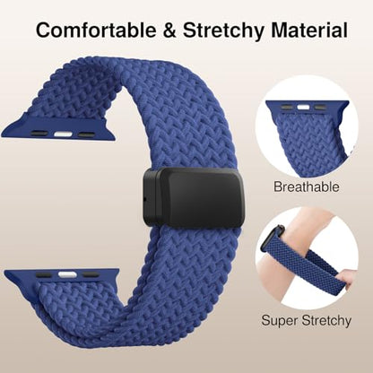 Braided Stretchy Magnetic Band Compatible with Apple Watch Bands Women Men - color: Atlantic Blue, size: 38mm/40mm/41mm/(42mm-series 11 10)