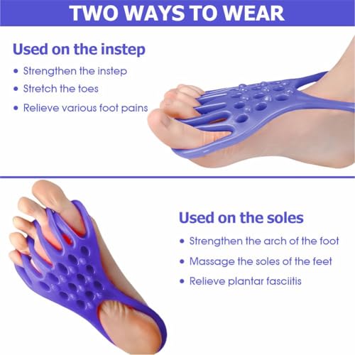 EDWERD Foot Fascia Stretcher Strap Plantar Fasciitis Relief Band for Muscle Relaxation Foot Massage, 5.4" L x 4.9" W, 4 Pcs (Blue) - color: Blue