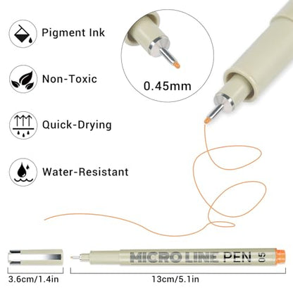 12 Colored Micro Pens 05, Fineliner pens Waterproof Archival Ink Micro Pen Set, Drawing Art Pens for Illustrating, Journaling, Bible Zentangle Supplies
