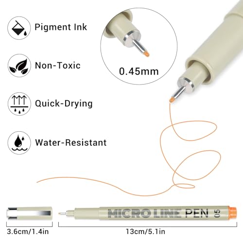 12 Colored Micro Pens 05, Fineliner pens Waterproof Archival Ink Micro Pen Set, Drawing Art Pens for Illustrating, Journaling, Bible Zentangle Supplies
