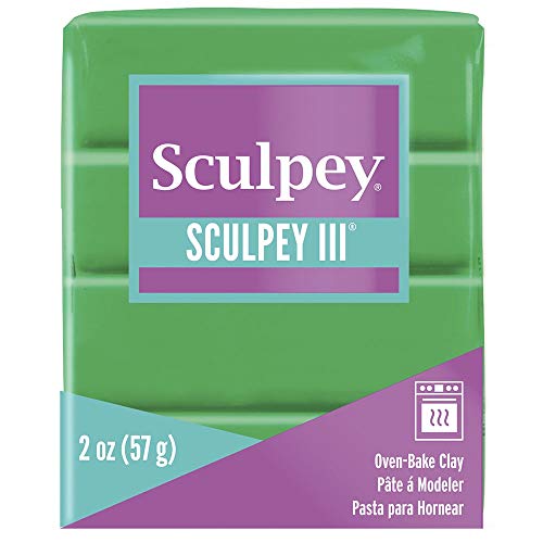 Sculpey III® Polymer Oven-Bake Clay, Emerald Green, Non Toxic, 2 oz. bar, Great for modeling, sculpting, holiday, DIY, mixed media and school projects.Perfect for kids & beginners! | Polymer Clay, Perfect for Jewelry, Home Decor, and General Crafting - si