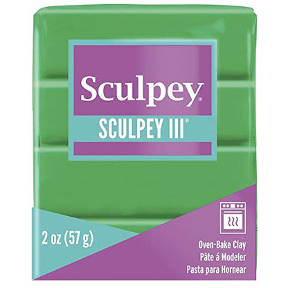 Sculpey III® Polymer Oven-Bake Clay, Emerald Green, Non Toxic, 2 oz. bar, Great for modeling, sculpting, holiday, DIY, mixed media and school projects.Perfect for kids & beginners! | Polymer Clay, Perfect for Jewelry, Home Decor, and General Crafting - si