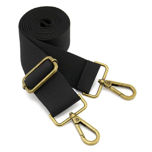 ZOOEASS Wide Shoulder Strap (Solid),Adjustable Replacement Belt Crossbody Canvas Bag Handbag - color: Bronze Buckles-black