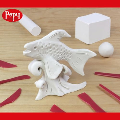 Pepy Reusable and Non-Drying Oil-Based Plasticine Modeling Clay, White, 6 Pounds, Sulfur-Free & Non-Toxic, Great for Kids, Beginners, and Artists, Perfect for Arts and Crafts Projects