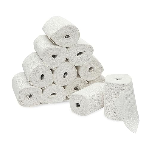 Bright Creations Plaster Cloth Rolls - Plaster of Paris Bandages & Gauze for Sculpting, Belly Casting, Paper Mache & Art - 4 in x 15 Ft Each, Pack of 12