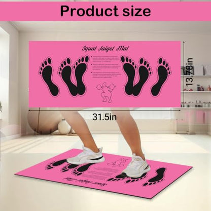 Squat Mat with Foot Position Guide, Anti-Slip Squat Target Mat for Home Gym, Leg, Glute and Ab Workouts, Lightweight Rollable Exercise Mat, 31.5" x 13.78" - color: Pink