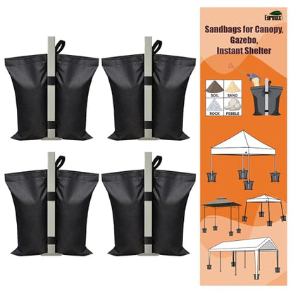 Eurmax USA 130LBS 4-Pack Universal Canopy Weights,Reinforced Double Pockets, Secure Wind Protection,Easy Wrap-Around Installation Heavy Duty Sandbags (Without Sand),Fits All Instant Shelter Legs,Black - color: Black, style: Twin Cylinder Sand