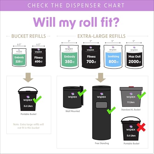 Wipex Gym Wipes Refill, 1400 Count (2 x 700), Thick Premium Fitness Equipment Wipes, Lavender Essential Oil & Vinegar Solution, Large 8” x 12” Cleaning Wipes - size: 700 Count (Pack of 2)
