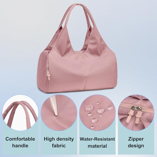 Forestfish Gym Bag For Women With Shoes Compartment & Wet Dry | Compact & Lightweight, Water Resistant, Use as Yoga bag, Pilates bag, Duffel bag - color: Pink