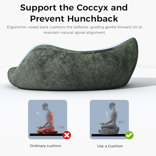 Meditation Cushion - Cross Leg Floor Pillow for Meditator at Home. | Comfortable Memory Foam Zafu Relieves Numbness Tailbon From Long Sitting.