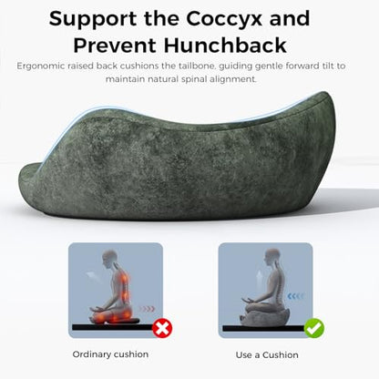 Meditation Cushion - Cross Leg Floor Pillow for Meditator at Home. | Comfortable Memory Foam Zafu Relieves Numbness Tailbon From Long Sitting.