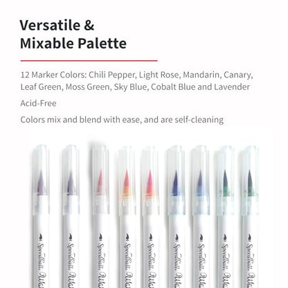 Speedball Hand-Lettering Brush Marker Set, 12-Piece