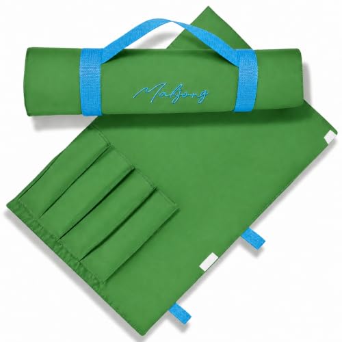 American Mahjong Rack Storage Bag – Roll-Up Canvas Carrier Fits 4 Racks & Pushers – Portable Protective Sleeve Organizer for Travel & Club – Mah Jongg Accessories Gift (Bag Only) (Green) - color: Green