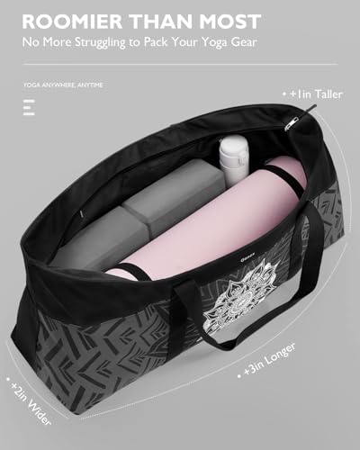 Gonex Yoga Mat Bag, Extra Canvas Gym Bag with Waterproof Pocket Metal Zipper, Fits Mat & Blocks, Stylish Yoga Mat Carrier for Women, Ideal for Yoga, Pilates, Workout, Travel - color: Black