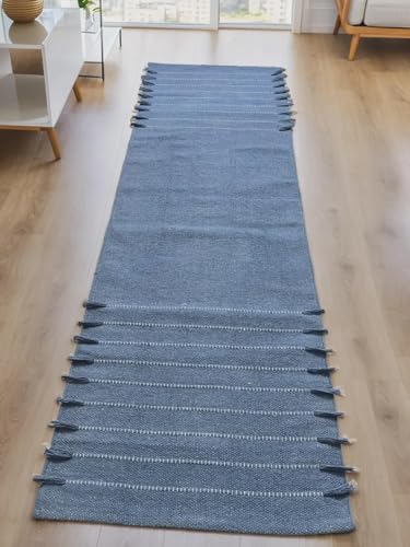 Payal Rugs Cotton Yoga Mat - Eco-Friendly Hand-Woven Rug - Non Slip & Thick (24”x72”x5mm) for Yoga Everyday Fitness at Home - Comfortable Extra-Long - color: Sky Blue
