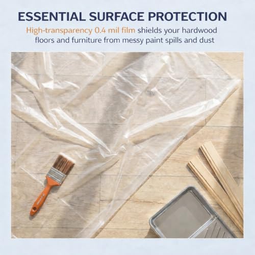6 Pack Plastic Drop Cloths for Painting, 9 x 12 FT Clear Painters Plastic Sheeting, Disposable Drop Cloth for Floor, Furniture, Couch & Carpet Protection - color: 6 - Pack