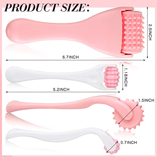 Tondiamo 2 Pcs Muscle Roller Portable Small Silicone Massager Roller Deep Tissue Muscle Massage Stick Cellulite Remover Scar Tissue Massager for Relief Face Neck Arm Back Leg(Pink,Silicone) - color: Pink, style: Silicone