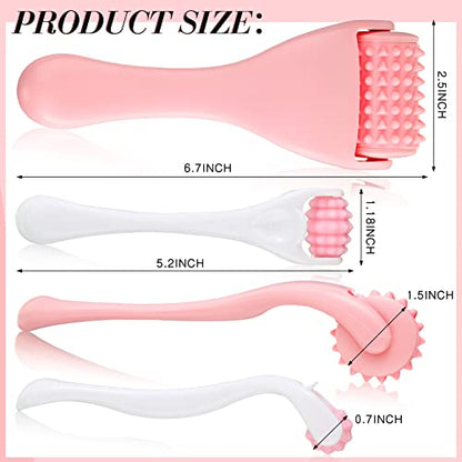 Tondiamo 2 Pcs Muscle Roller Portable Small Silicone Massager Roller Deep Tissue Muscle Massage Stick Cellulite Remover Scar Tissue Massager for Relief Face Neck Arm Back Leg(Pink,Silicone) - color: Pink, style: Silicone