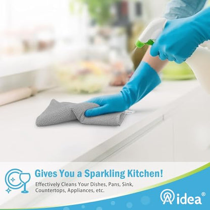 AIDEA Gray Microfiber Cleaning Cloth-8PK, Microfiber Towel for Cars 12"x16" - color: Grey, size: 12in.x16in.