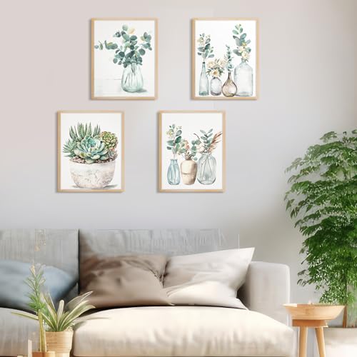 Yeaqee 4 Pcs Diamond Art Kits for Adults Gem Painting Kit DIY Jewel Diamond Art for Beginners Aesthetic Room Crafts Cute Painting Pictures 5d Craft Wall Decor for Home 10 x 11.8''(Greenery) - style: Greenery