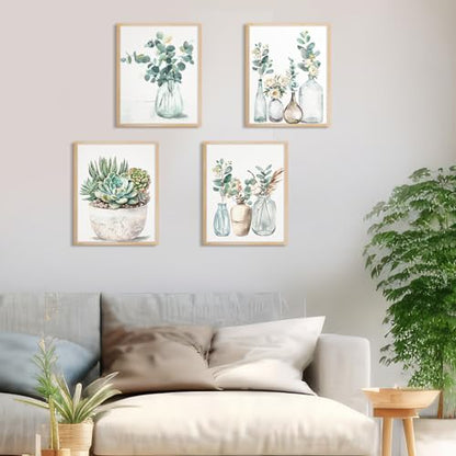 Yeaqee 4 Pcs Diamond Art Kits for Adults Gem Painting Kit DIY Jewel Diamond Art for Beginners Aesthetic Room Crafts Cute Painting Pictures 5d Craft Wall Decor for Home 10 x 11.8''(Greenery) - style: Greenery