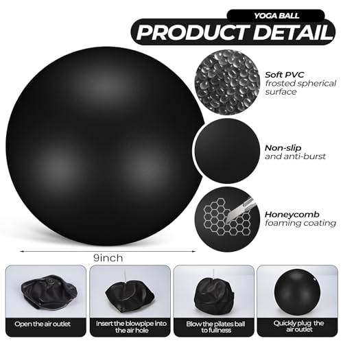 Seenelling 18 Pcs Pilates Ring and Ball Bulk Home Pilate Kit - color: Black