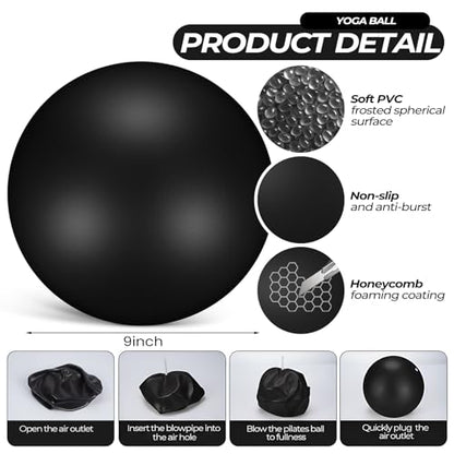 Seenelling 18 Pcs Pilates Ring and Ball Bulk Home Pilate Kit - color: Black