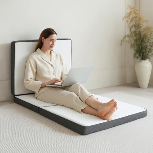 Tri Fold Memory Foam Foldable Mattress Twin, 3 inch Folding Mattress for Guest Sleep. Portable Trifold Mat with Removable Washable Cover, Floor Sleeping Mat for Adult and Kid - size: Tw"