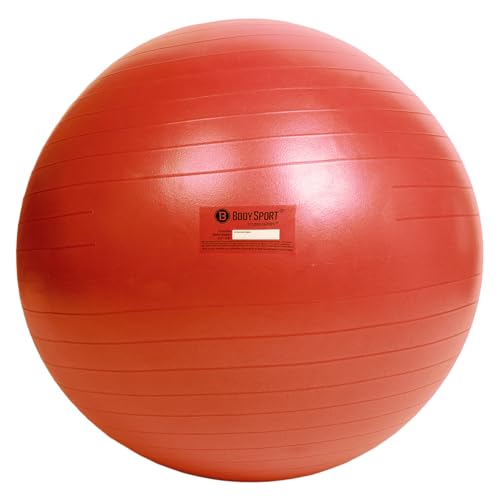 Body Sport Exercise Ball with Pump for Home, Gym, Balance, Stability, Pilates, Core Strength, Stretching, Yoga, Fitness Facilities, Desk Chairs - color: Red (75 cm)