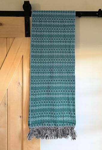 Del Mex Mexican Rebozo Shawl Blanket Doula - color: Green/White, size: Regular (6 ft x 2.5 ft)