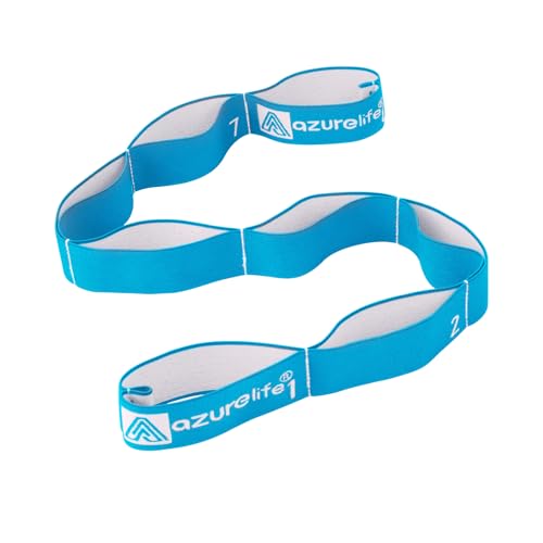 A AZURELIFE Elastic Yoga Stretching Strap, Multi-Loop Stretch Strap for Physical Therapy, Pilates, Yoga, Dance & Gymnastics Exercise and Flexible Pilates Stretch Band - color: Elastic-Blue