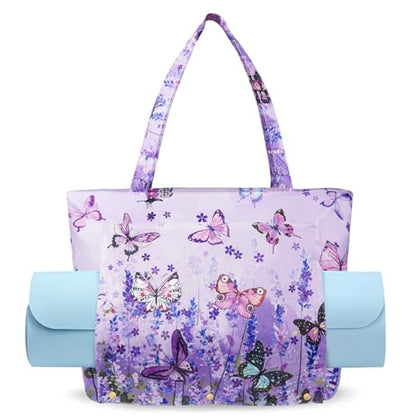 Yoga Mat Bag Yoga Bags and Carriers Fits All Your Stuff Yoga Tote Bag with Zipper Pocket Yoga Mat Carrier Pilates Bag Take in Out Mat Easily - color: Butterfly